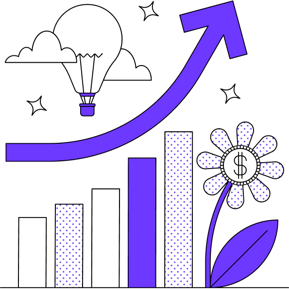 ramp_up_homepage growgetter illustration of a truck driving up an increasing bar chart